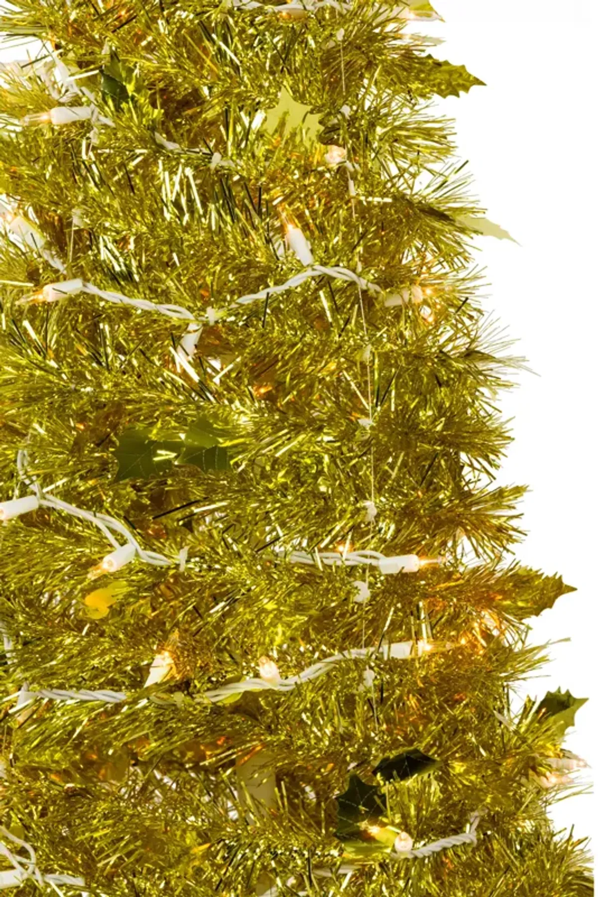 4' Pre-Lit Gold Tinsel Pop-Up Artificial Christmas Tree  Clear Lights