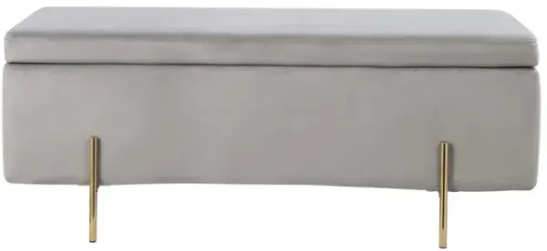 Emma Gray Velvet Storage Bench With Metal Legs