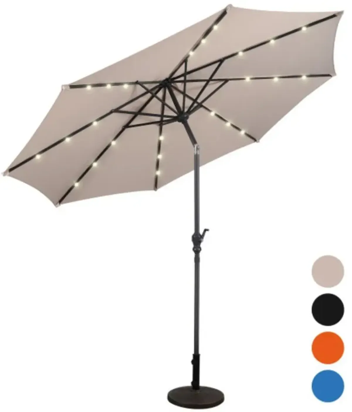 Patio Solar Umbrella with Crank and LED Lights