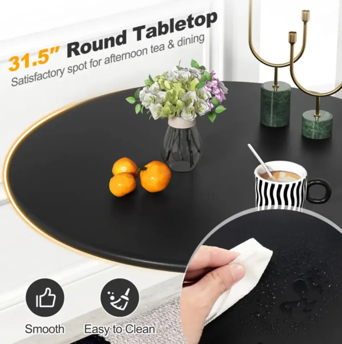 Hivvago 31.5" Round Dining Table with Anti-Slip PP Ring