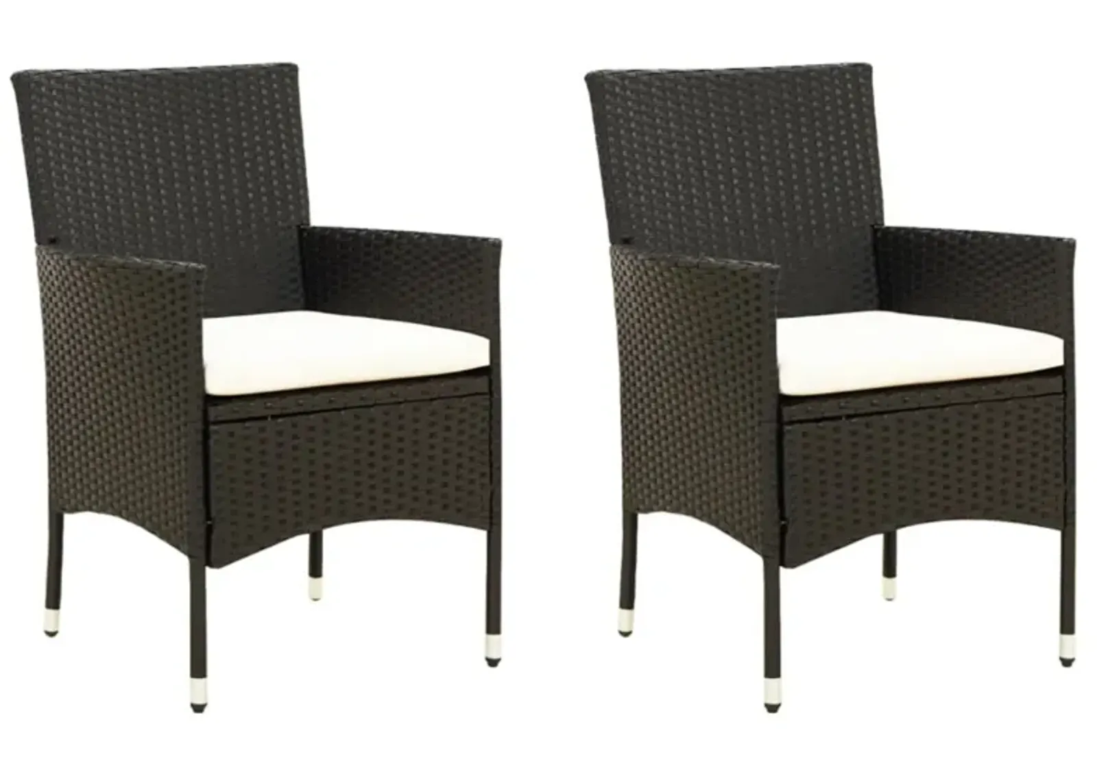 vidaXL Patio Chairs with Cushions 2 pcs Poly Rattan Black