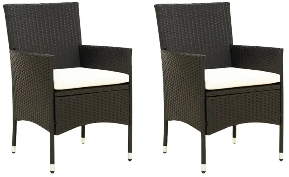 vidaXL Patio Chairs with Cushions 2 pcs Poly Rattan Black