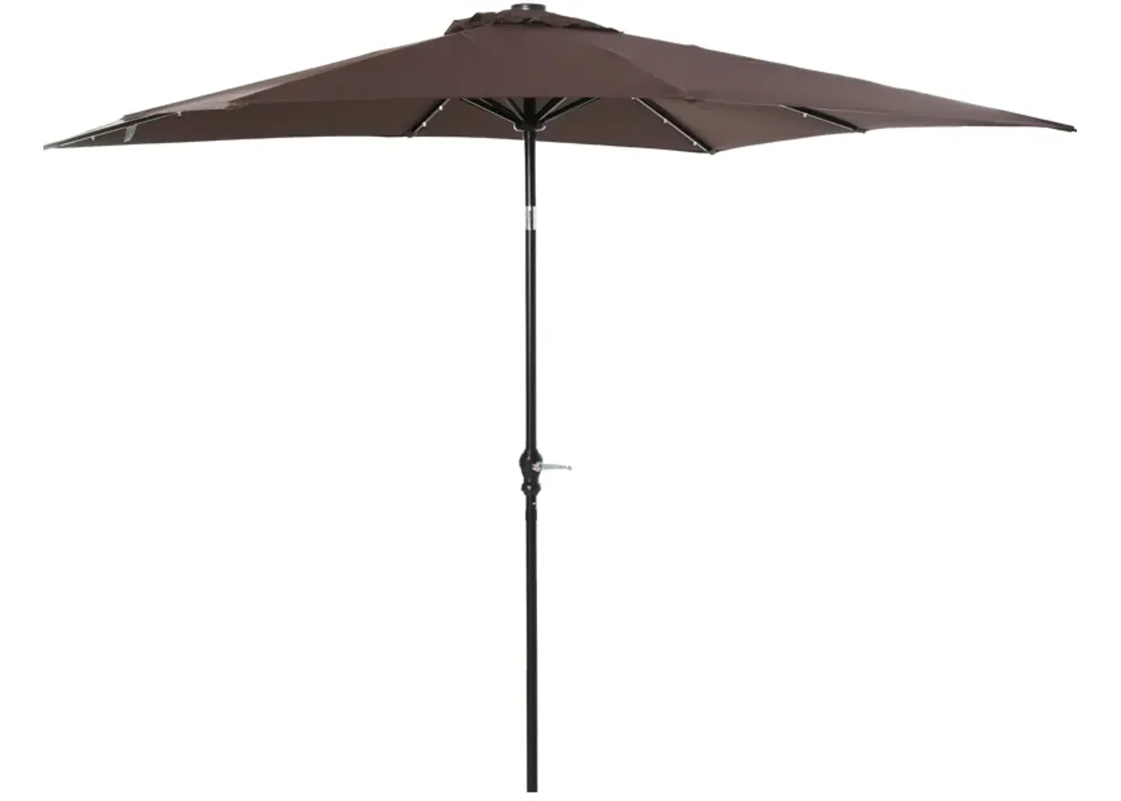 Brown Deck Shade: 9'x7' Patio Umbrella with Solar LEDs and Tilt