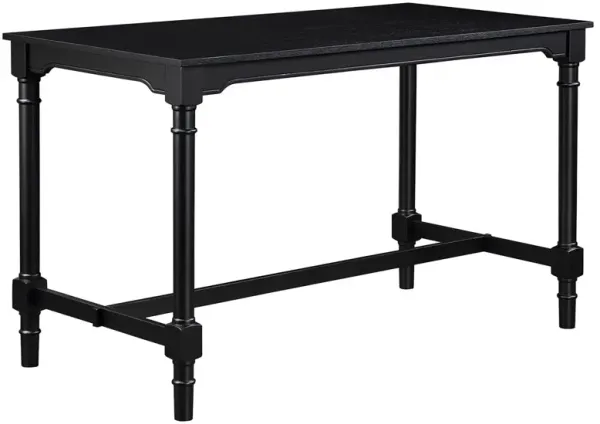 5 Piece Counter Height Table Set, 4 Slatted Chairs, Beige Fabric, Black - Benzara