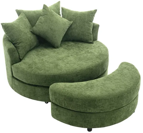 Merax 360° Swivel Accent Barrel Chair with Storage Ottoman