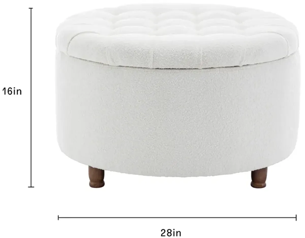 Prescott Large Round Tufted Storage Ottoman