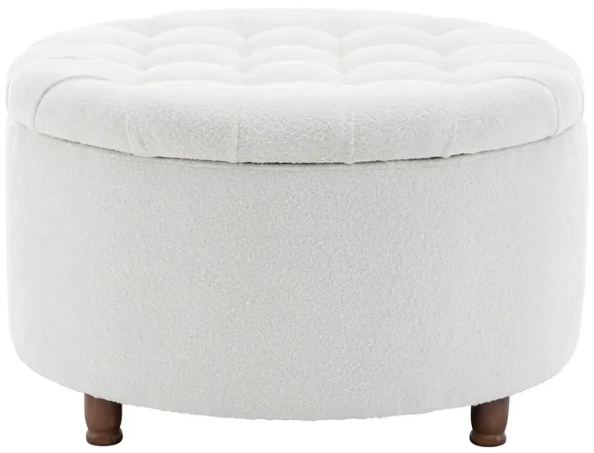 Prescott Large Round Tufted Storage Ottoman