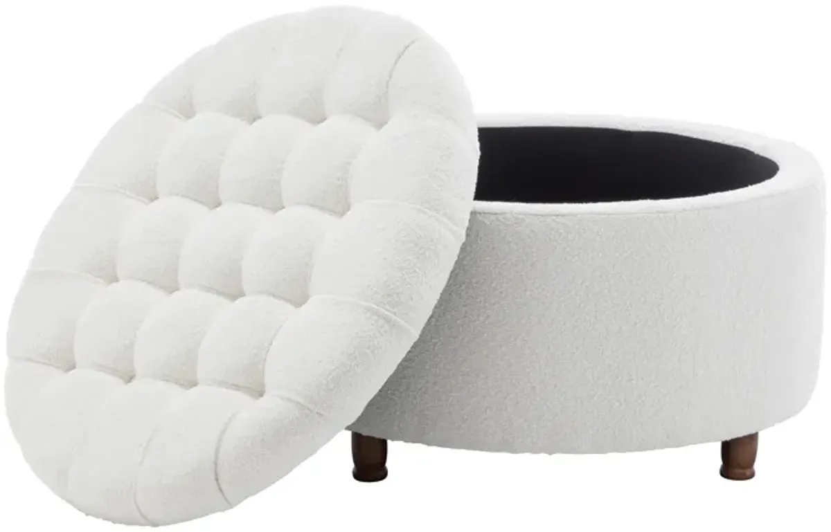 Prescott Large Round Tufted Storage Ottoman