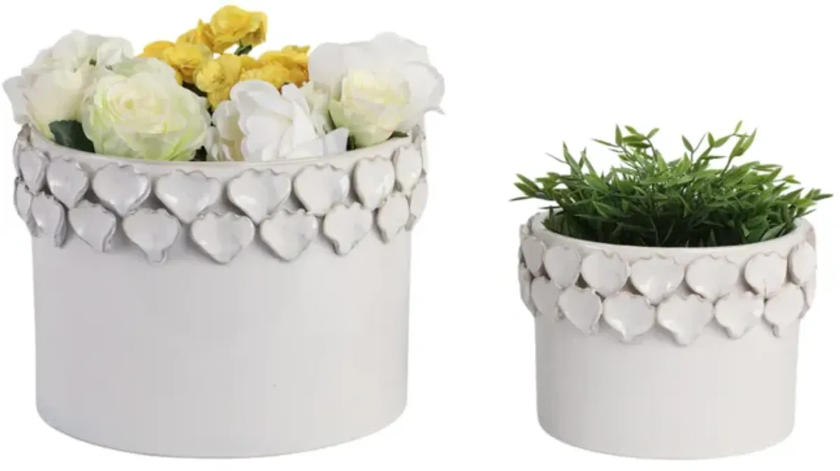 Flower Petal Applique Planters, White set