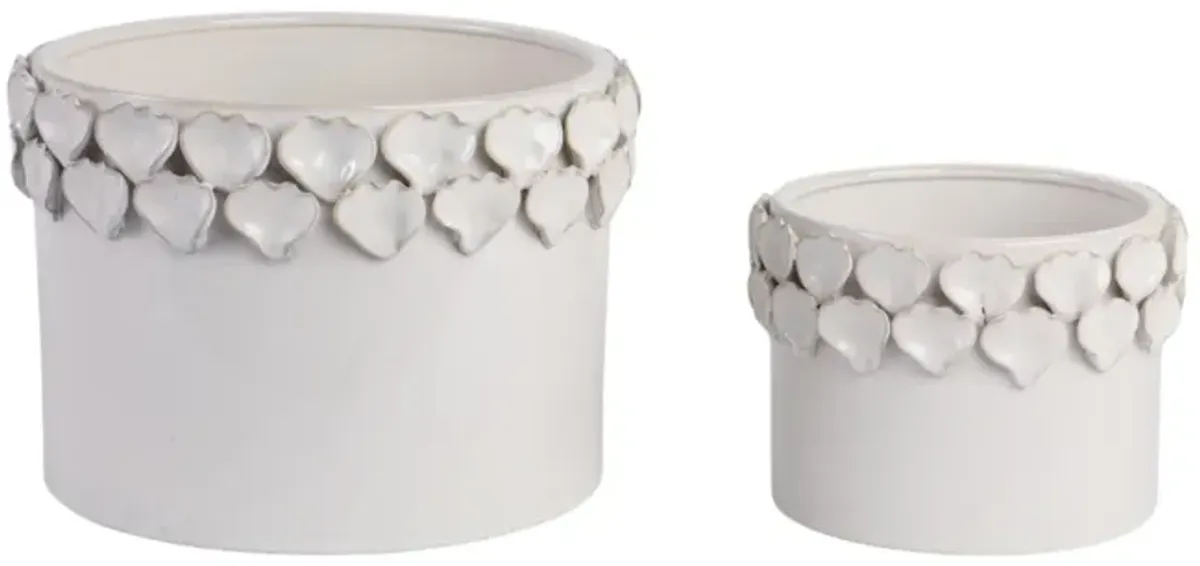 Flower Petal Applique Planters, White set