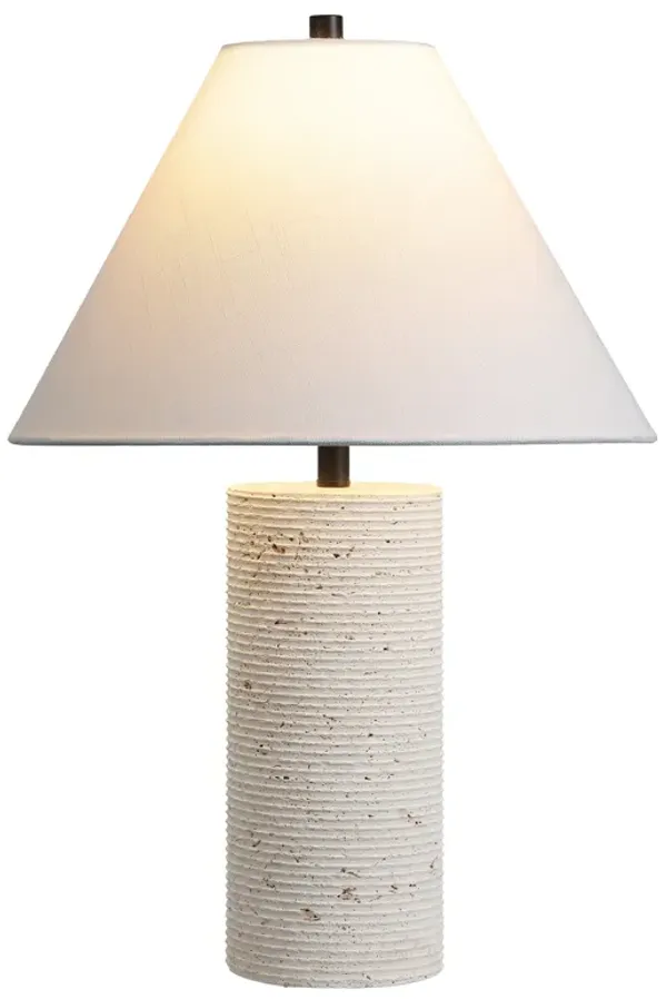 Kelsey 22.50" Modern Minimalist Travertine Column LED Table Lamp