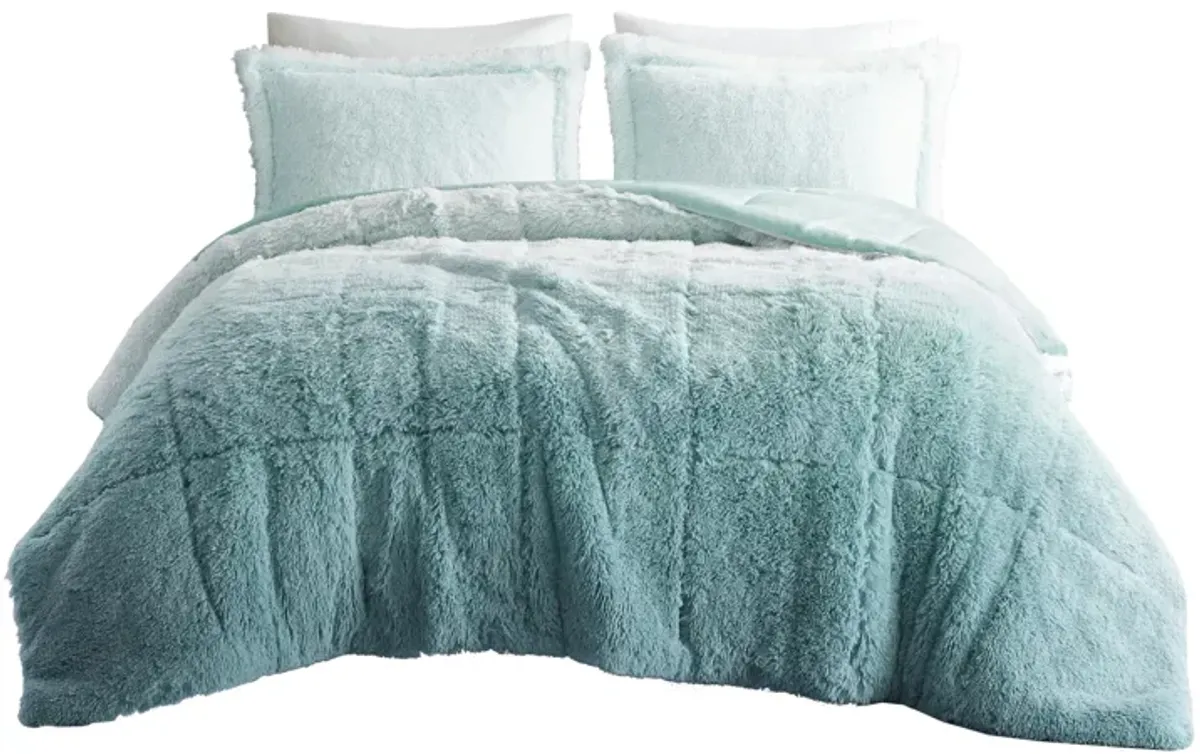 Gracie Mills Ethel Faux Fur Ombre Shag Comforter Set