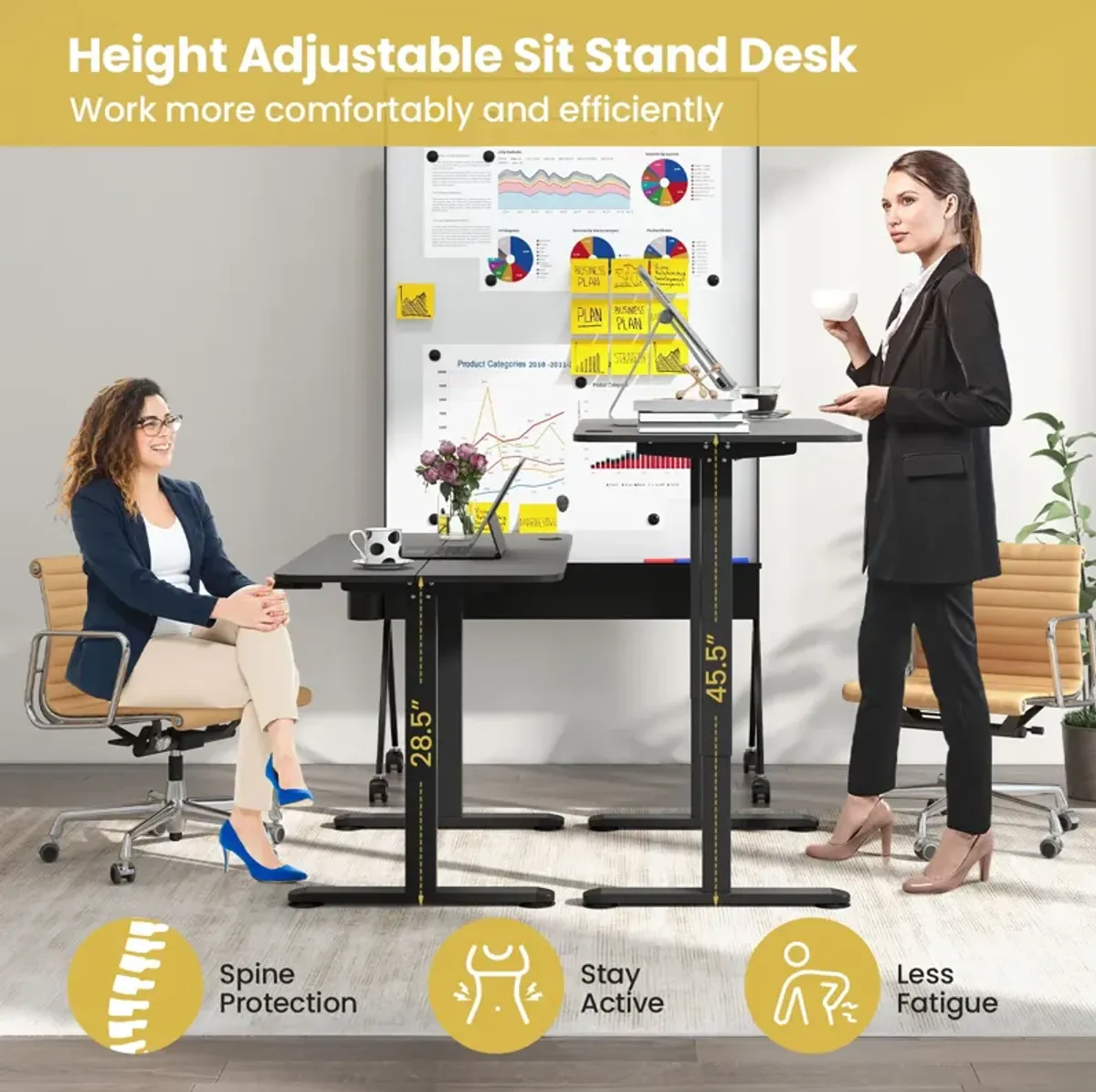 Costway Electric Standing Desk Height Adjustable Sit to Stand Computer Workstation Home Office Natural