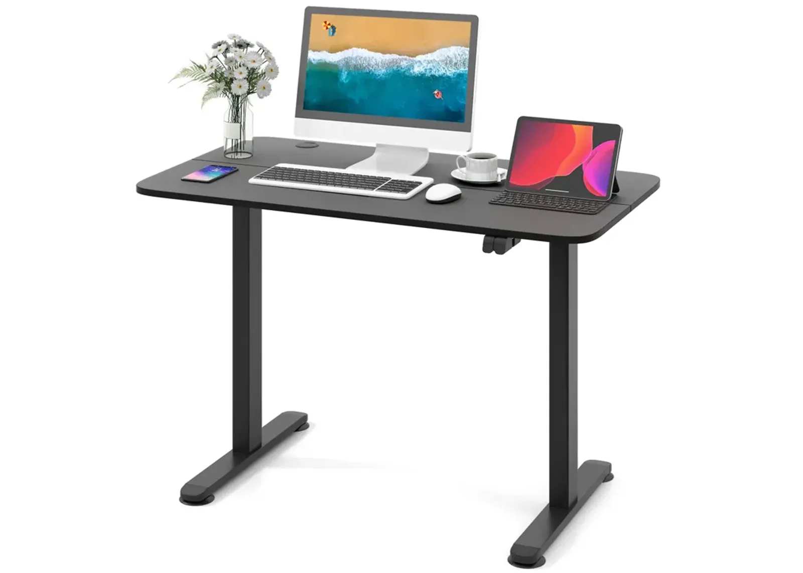 Costway Electric Standing Desk Height Adjustable Sit to Stand Computer Workstation Home Office Natural