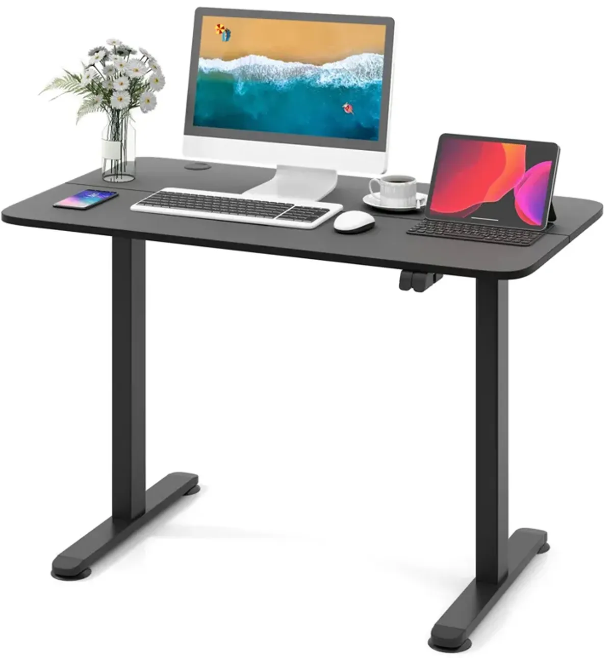 Costway Electric Standing Desk Height Adjustable Sit to Stand Computer Workstation Home Office Natural