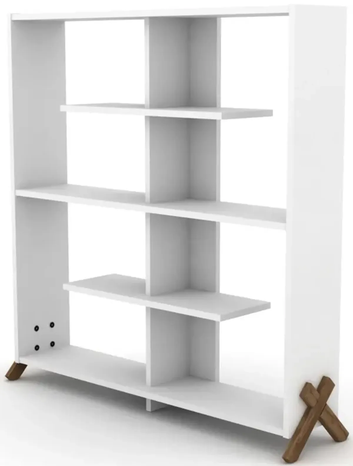 Kipp Wood Frame Etagere Open Back 6 Shelves Bookcase Industrial Bookshelf