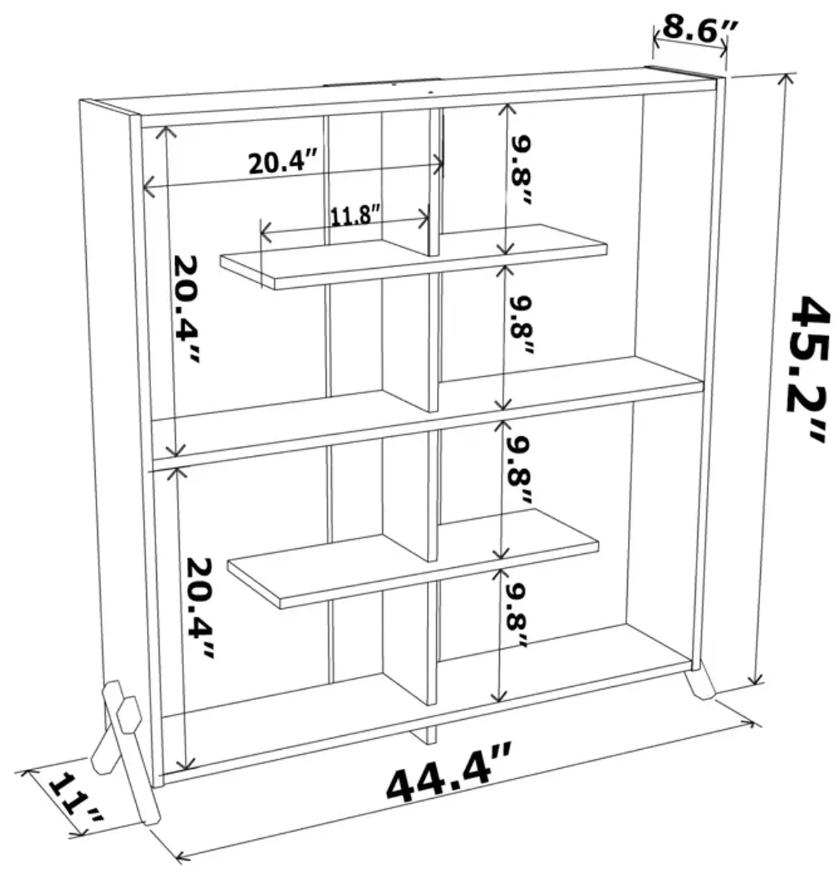 Kipp Wood Frame Etagere Open Back 6 Shelves Bookcase Industrial Bookshelf