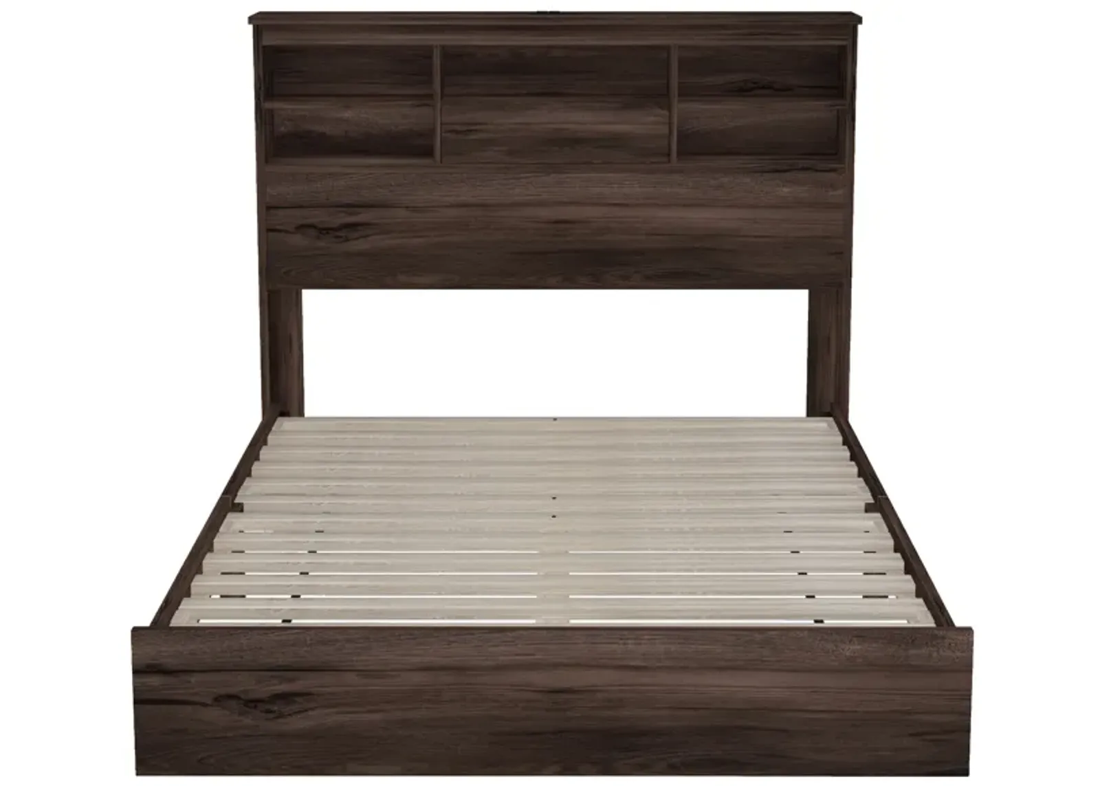 Merax Vintage Platform Bed with Storage Headboard and Charging Station