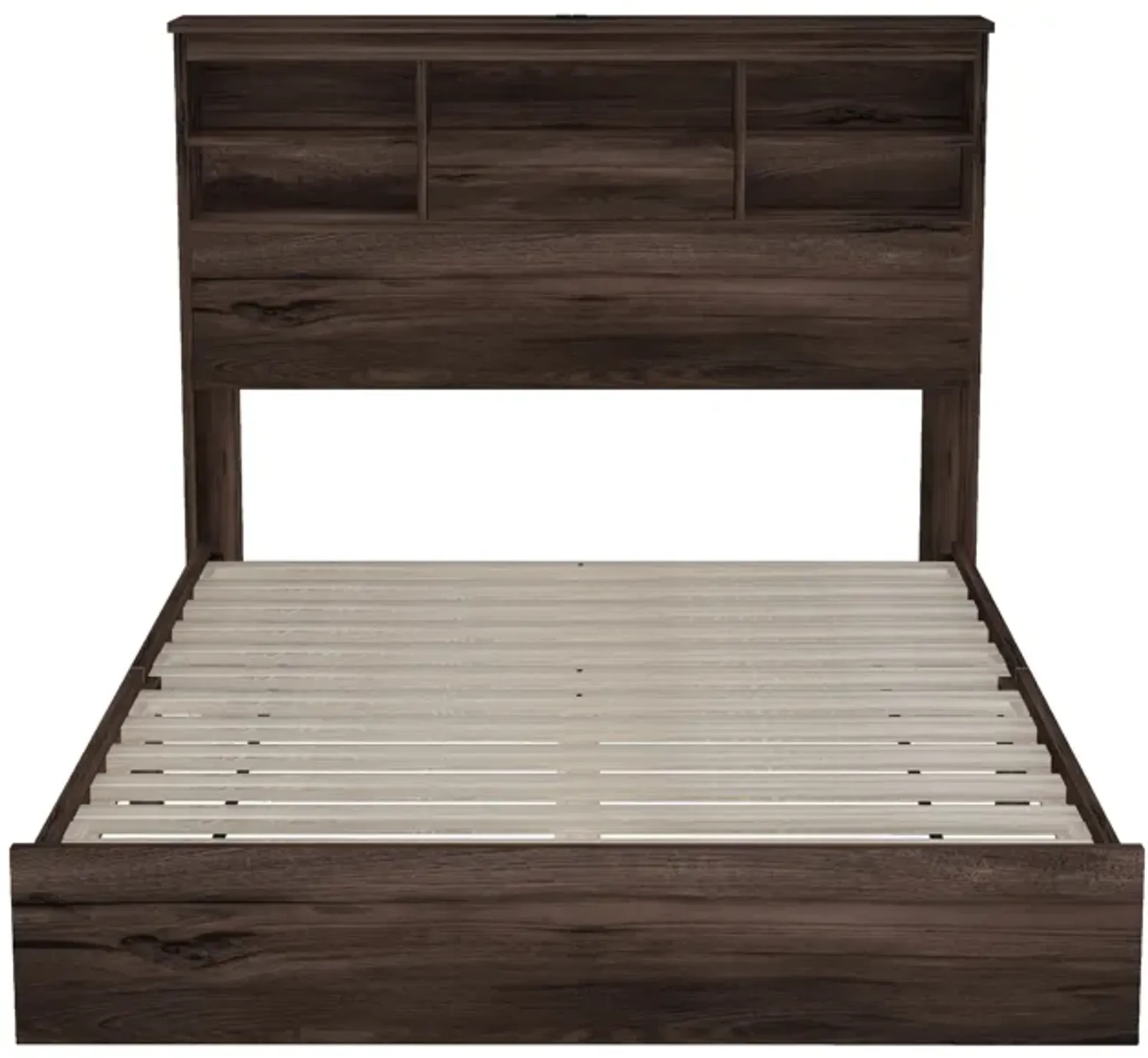 Merax Vintage Platform Bed with Storage Headboard and Charging Station