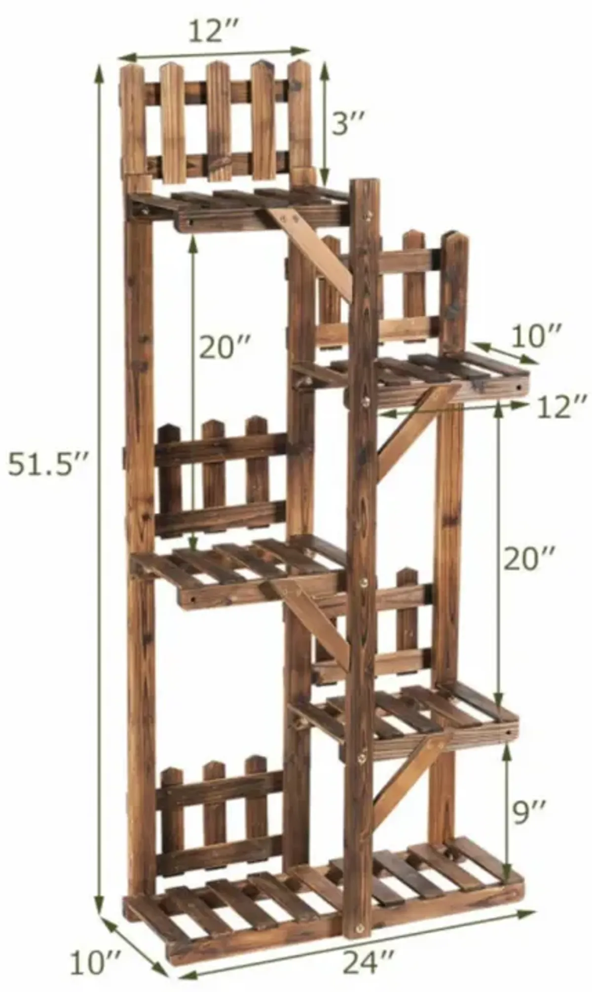 Hivvago 5-Tier Flower Rack Wood Plant Stand 6 Pots Display Shelf