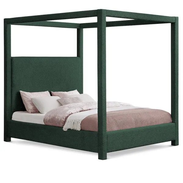 Meridian Furniture Eden Green Boucle Fabric King Bed