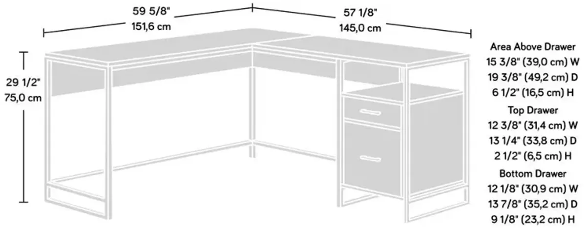 Sauder Tremont Row L Desk Mystic Oak