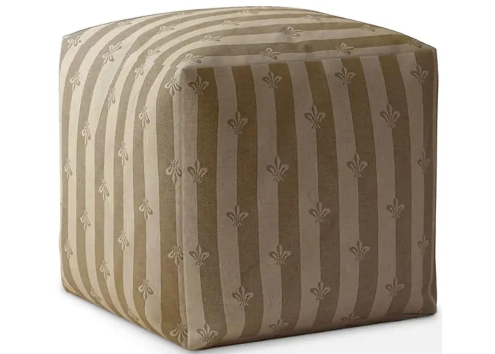 Homezia 17" Taupe Flax Floral Pouf Ottoman