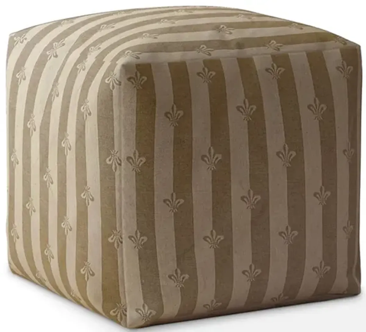 Homezia 17" Taupe Flax Floral Pouf Ottoman