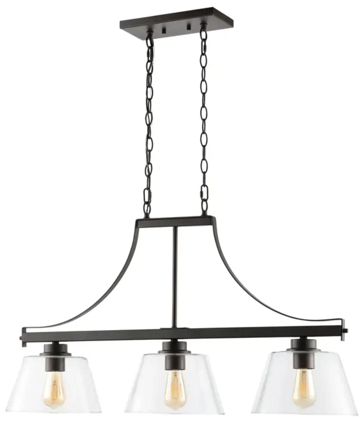 Jayden 3-Light Industrial Farmhouse Iron/Glass Linear LED Pendant