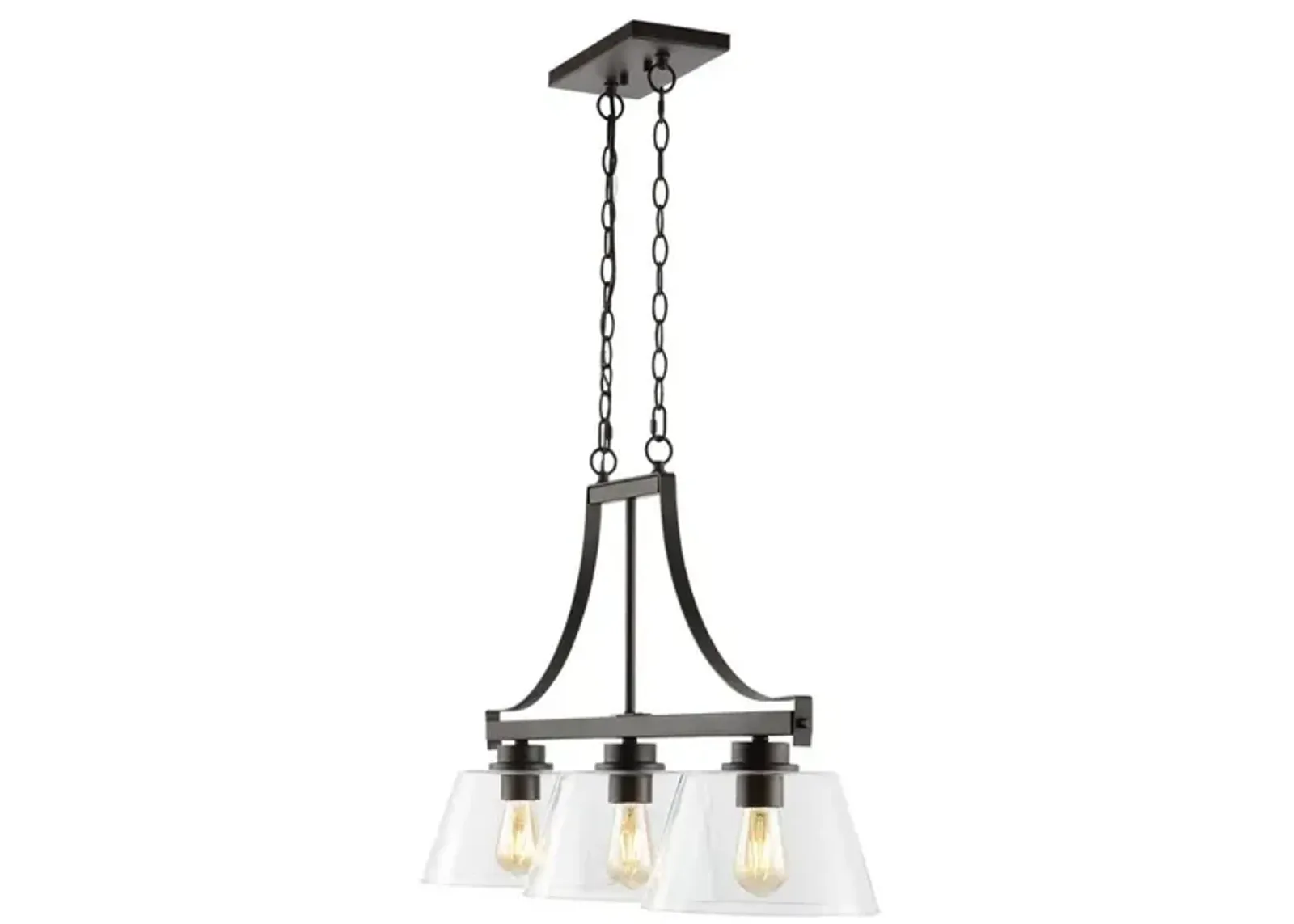 Jayden 3-Light Industrial Farmhouse Iron/Glass Linear LED Pendant