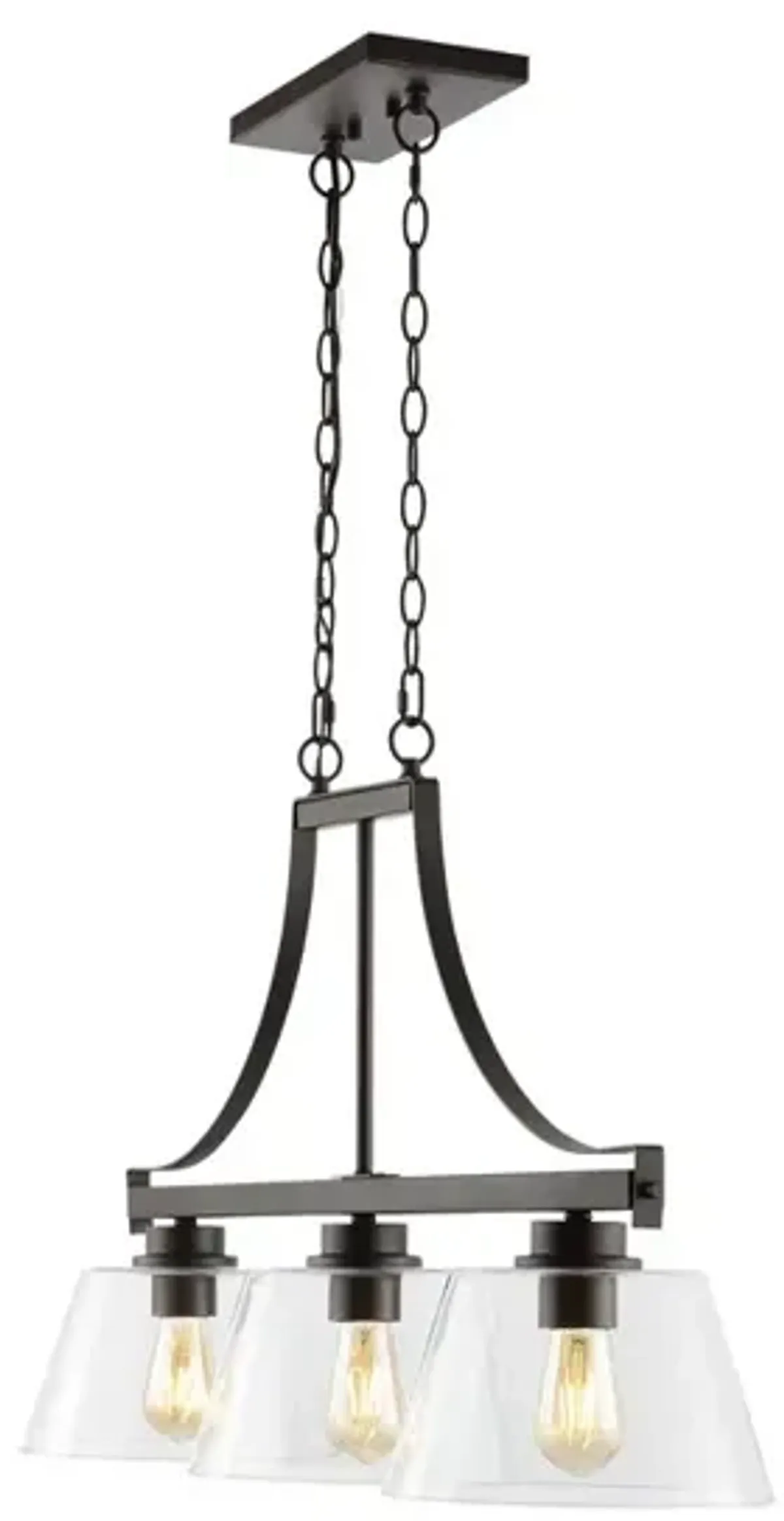 Jayden 3-Light Industrial Farmhouse Iron/Glass Linear LED Pendant