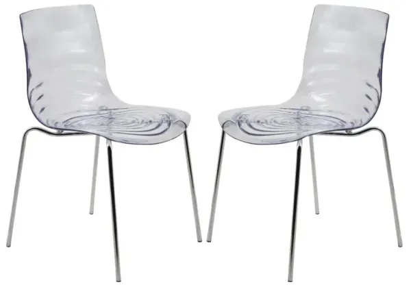 LeisureMod Astor Water Ripple Design Dining Chair Set of 2