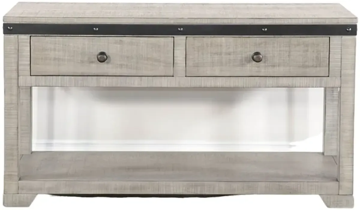 Nelly Sofa Table w Drawer, Shelf, 48 Inch, Black, Gray Mahogany Wood - Benzara