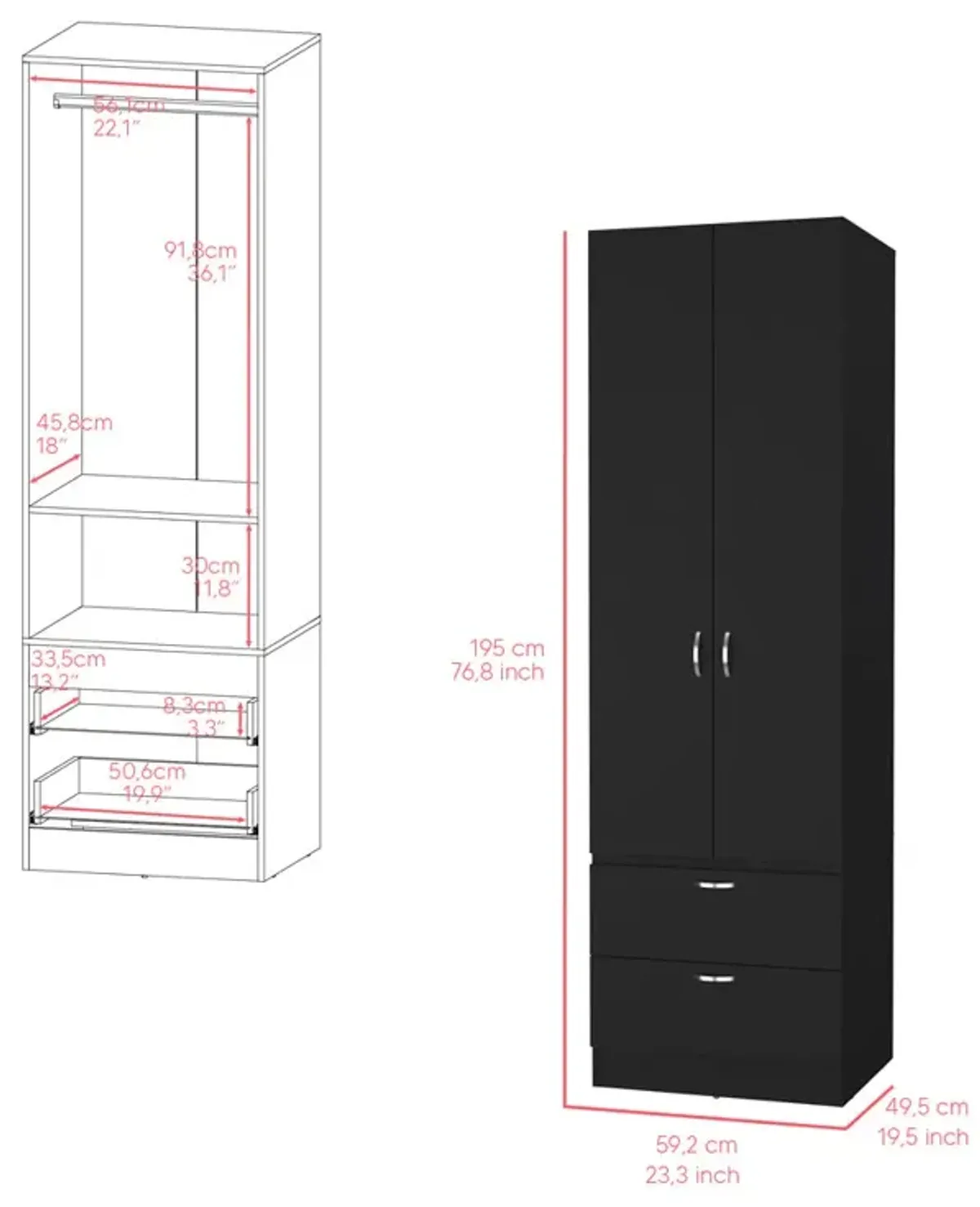 Armoire Marlton, Bedroom, Black