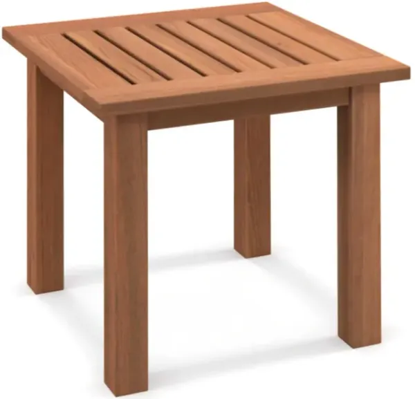 Hivvago Patio Hardwood Square Side Table with Slatted Tabletop