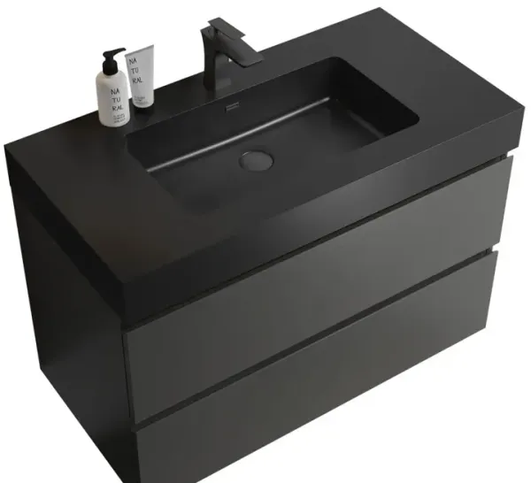 Streamdale Gray Bathroom Vanity with Sink, Large Storage Wall Mounted