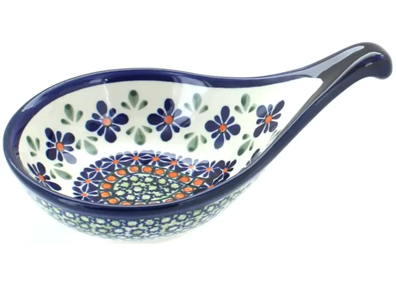 Blue Rose Polish Pottery Peacock Olive Dish - Cobalt