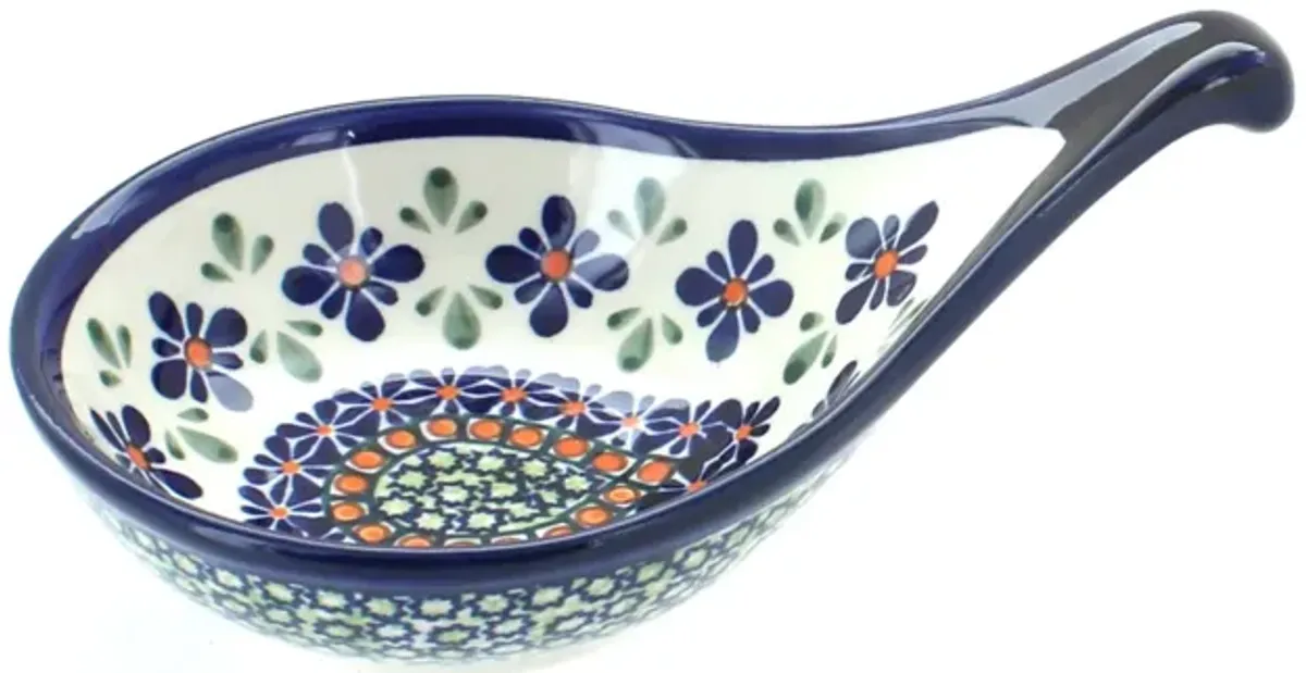 Blue Rose Polish Pottery Peacock Olive Dish - Cobalt