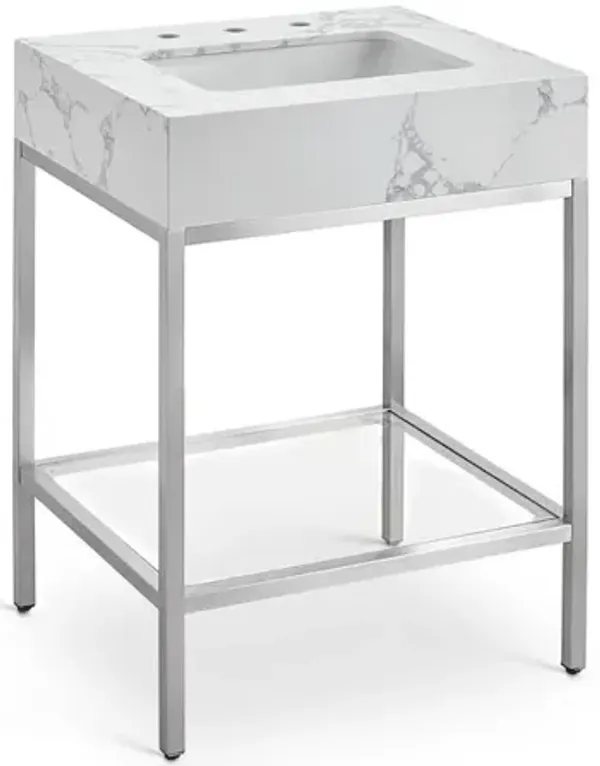 Meridian Furniture Marmo White Engineered Marble Bathroom Vanity