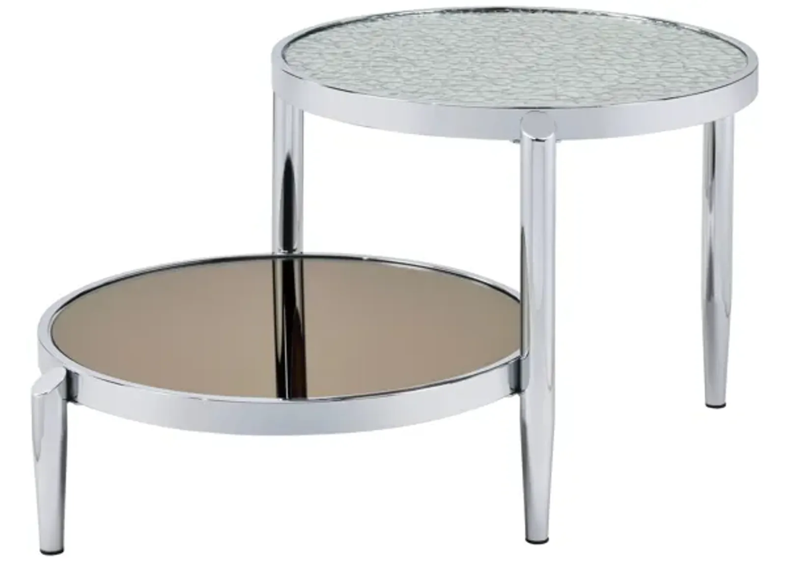 ACME Abbe Coffee Table, Glass & Chrome Finish