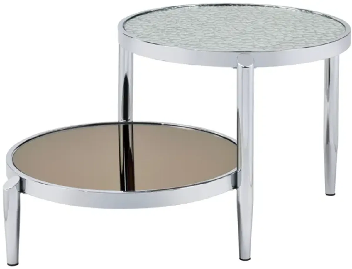 ACME Abbe Coffee Table, Glass & Chrome Finish