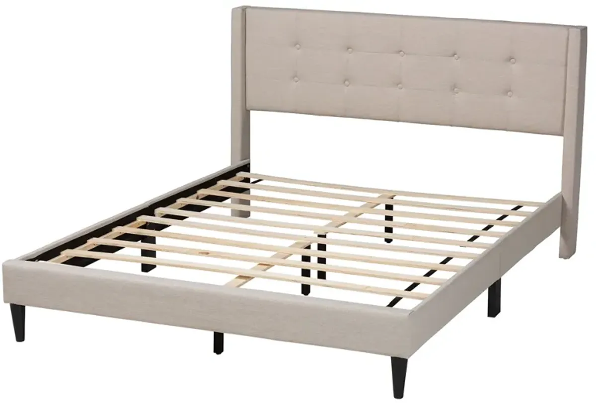 Baxton Studio Casol Mid-Century Modern Grey Fabric Upholstered Queen Size Platform Bed