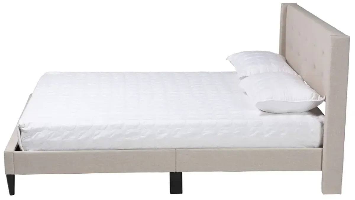 Baxton Studio Casol Mid-Century Modern Grey Fabric Upholstered Queen Size Platform Bed