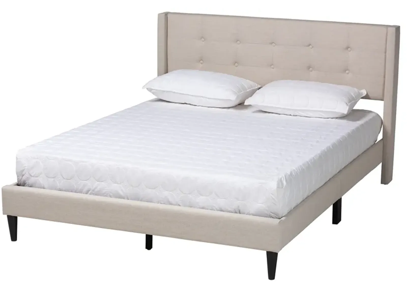 Baxton Studio Casol Mid-Century Modern Grey Fabric Upholstered Queen Size Platform Bed