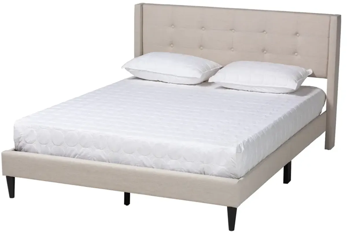 Baxton Studio Casol Mid-Century Modern Grey Fabric Upholstered Queen Size Platform Bed