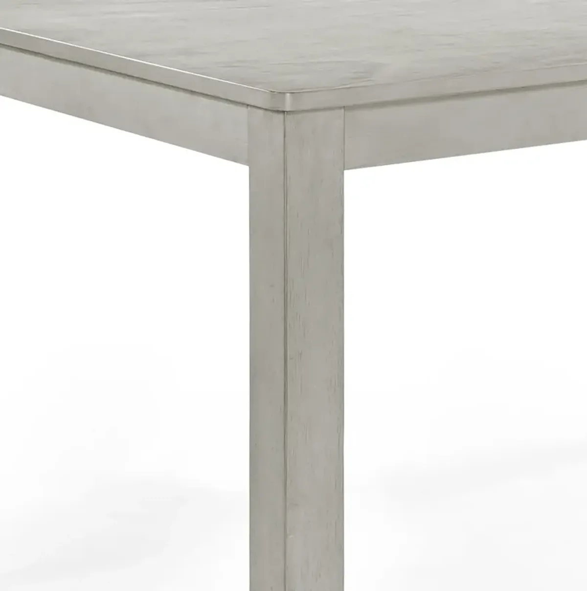 Pane 59 Inch Rectangular Wood Dining Table, Smooth Gray, Tall Block Legs - Benzara