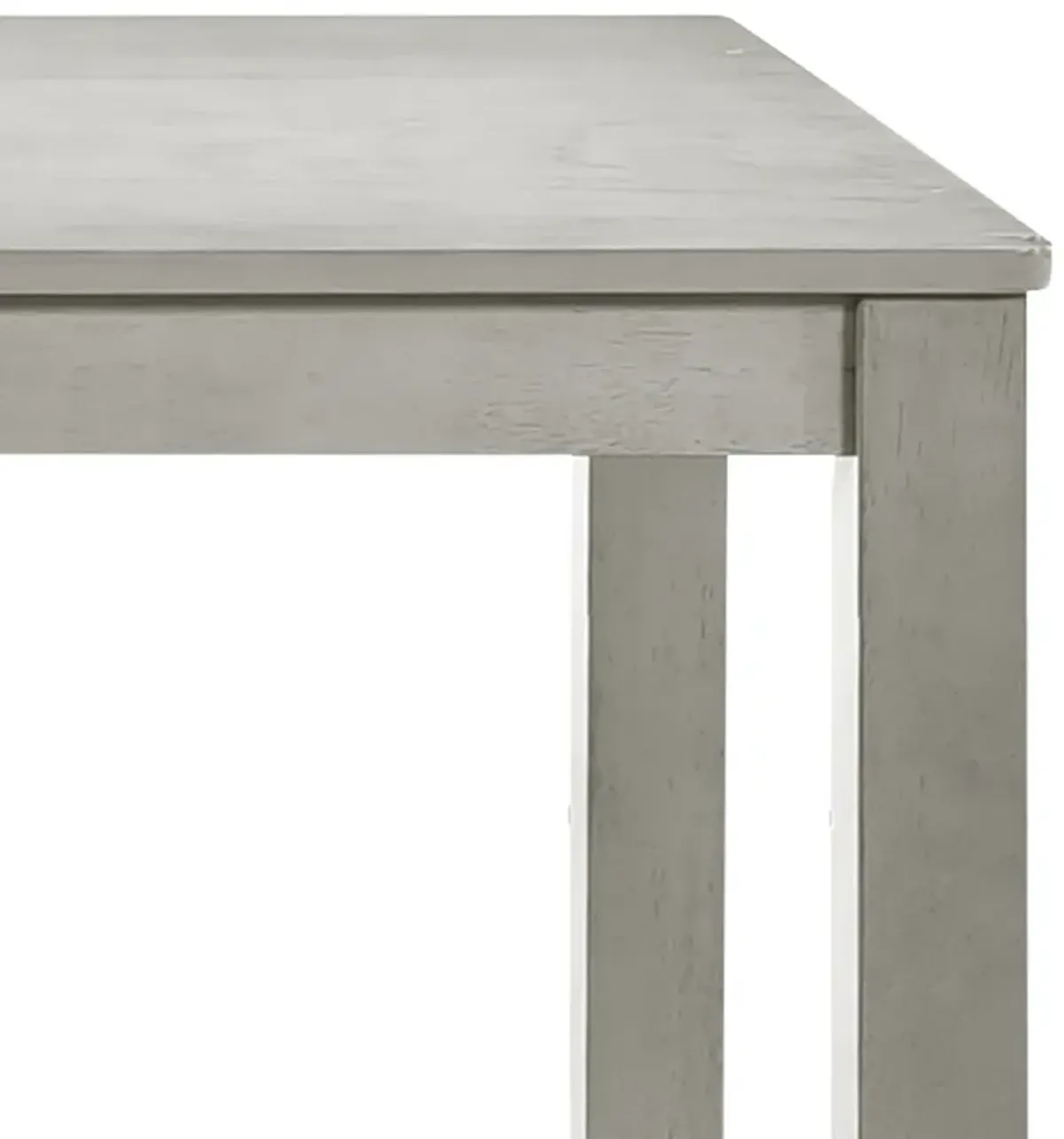 Pane 59 Inch Rectangular Wood Dining Table, Smooth Gray, Tall Block Legs - Benzara