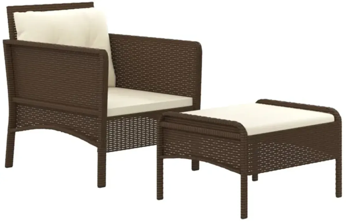 vidaXL 2 Piece Patio Lounge Set with Cushions Brown Poly Rattan