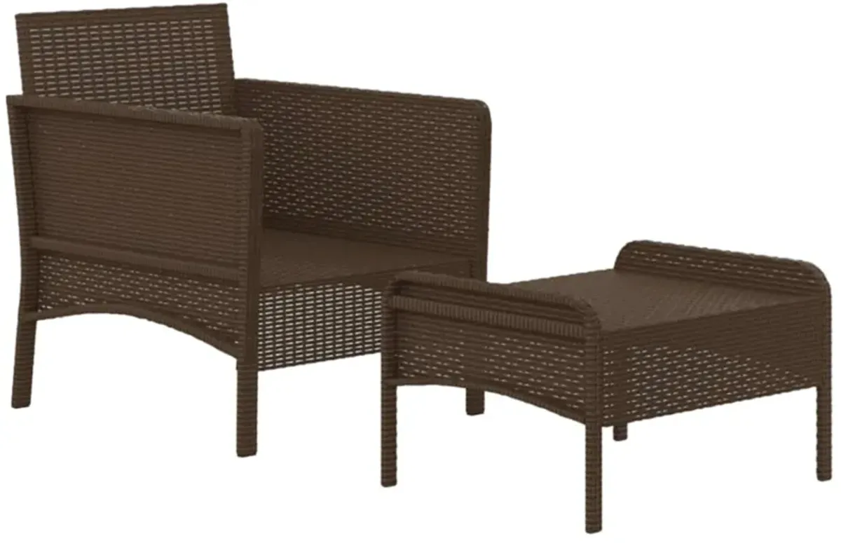 vidaXL 2 Piece Patio Lounge Set with Cushions Brown Poly Rattan