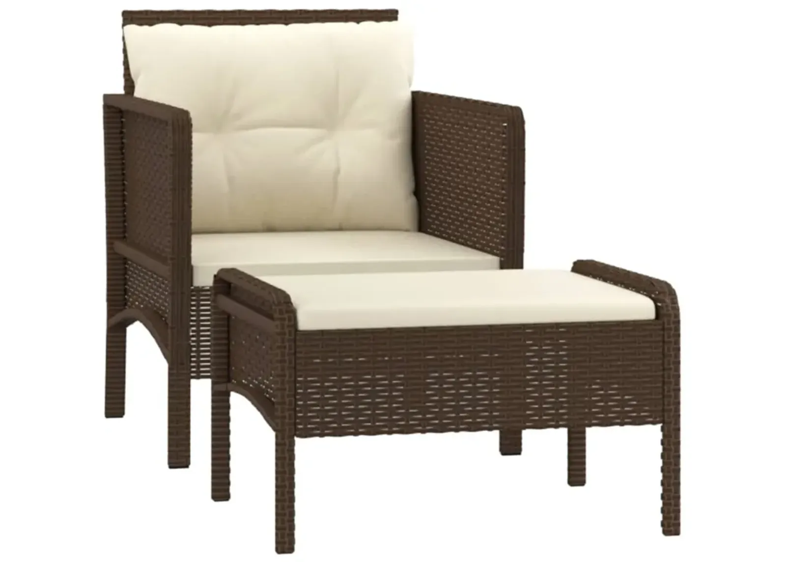 vidaXL 2 Piece Patio Lounge Set with Cushions Brown Poly Rattan